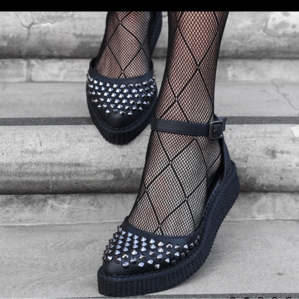 T.U.K Black Studded Sandals